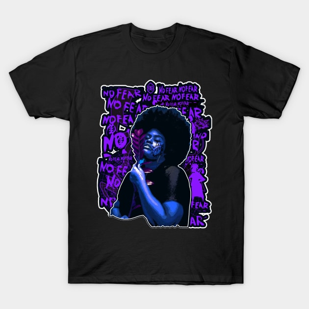 No Fear Strong Black woman Afro Hair T-Shirt by Glass Table Designs